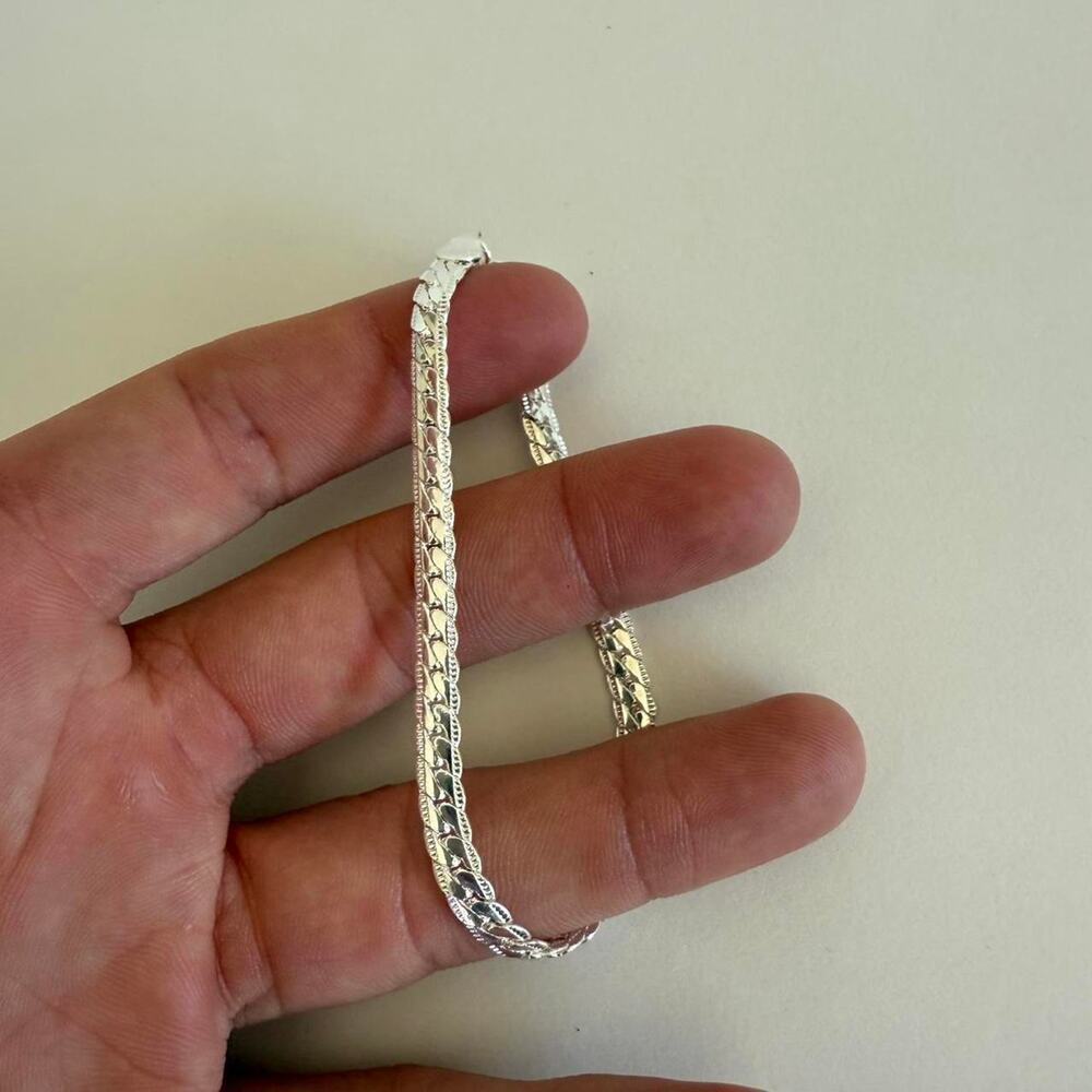 Y2K Sterling Silver 925 Snake Chain Bracelet 8 Inch Unisex Stainless Steel - Picture 5 of 8